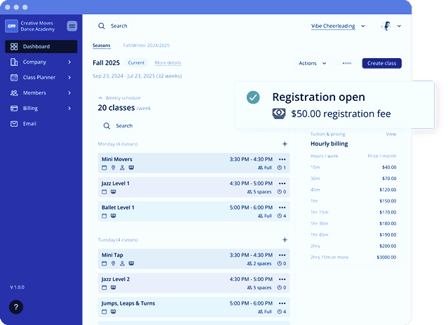 Class Scheduling Interface